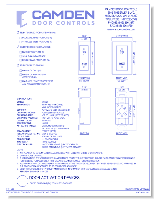 CM-325: SureWave(tm) Touchless Switches