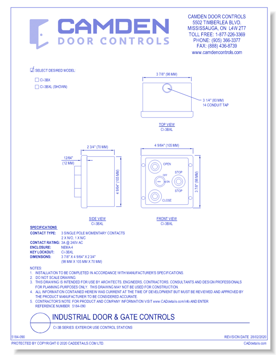 CI-3B Series: Exterior Use Control Stations