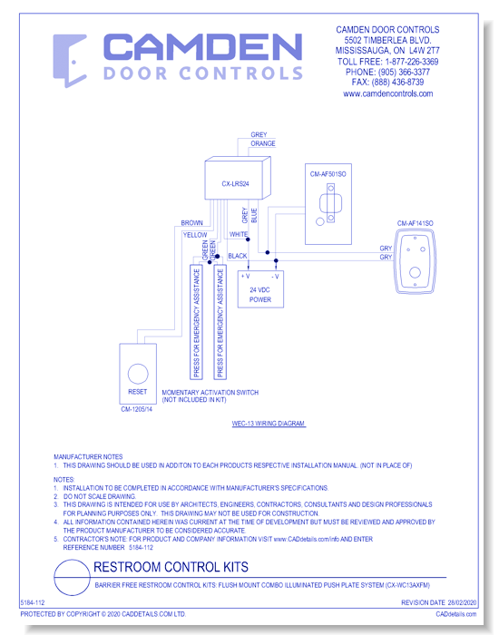 Barrier Free Restroom Control Kits: Flush Mount Combo Illuminated Push Plate System (CX-WC13AXFM)