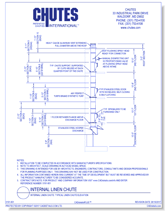Internal Linen Chute: Typical Linen Chute Elevation