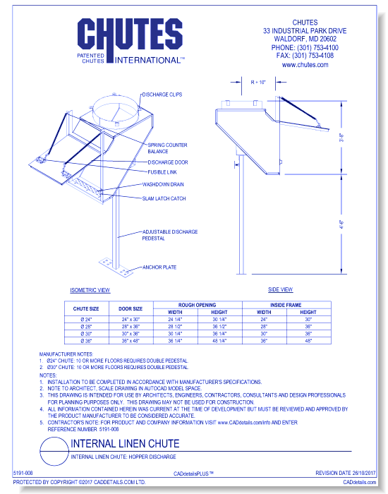 Internal Linen Chute: Hopper Discharge