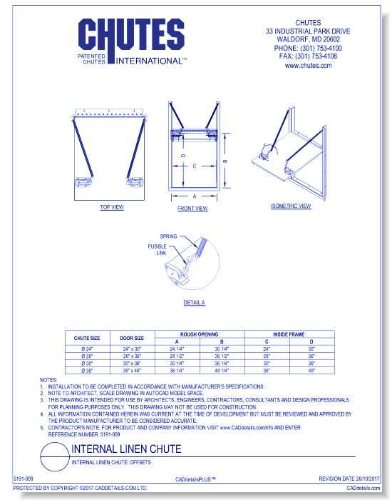 Internal Linen Chute: Hopper Discharge Door