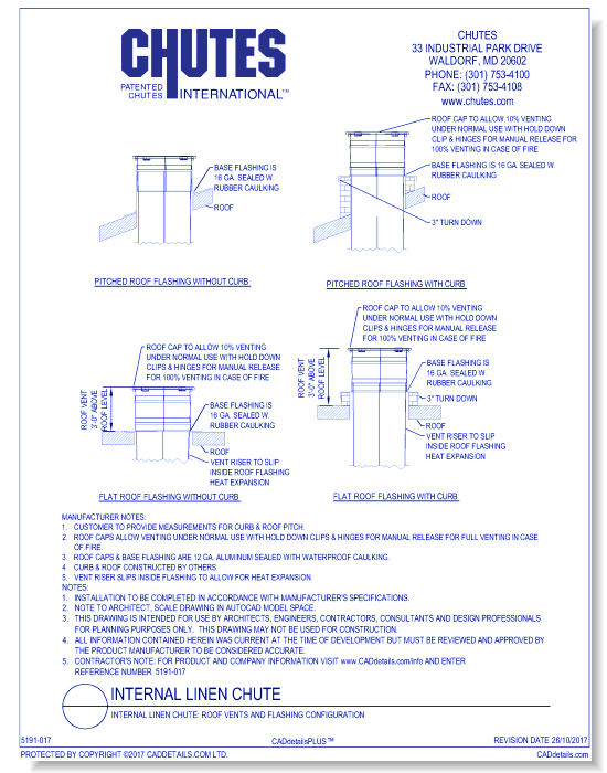 Internal Linen Chute: Roof Vents and Flashing Configuration