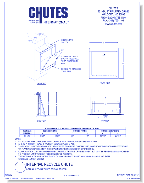 Internal Recycle Chute: Trio Chute Door