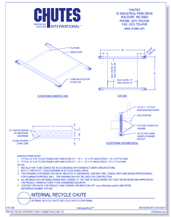 Internal Recycle Chute: Recycle Chute Floor Frame