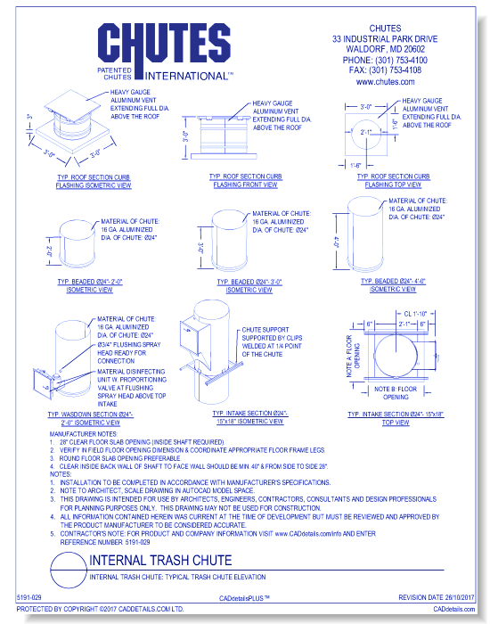 Internal Trash Chute: Typical Trash Chute Elevation