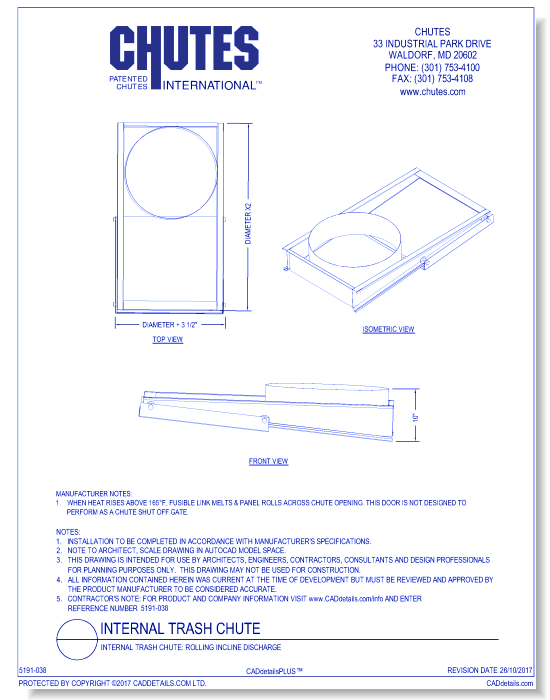 Internal Trash Chute: Rolling Incline Discharge