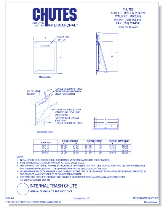 Internal Trash Chute: Pneumatic Door