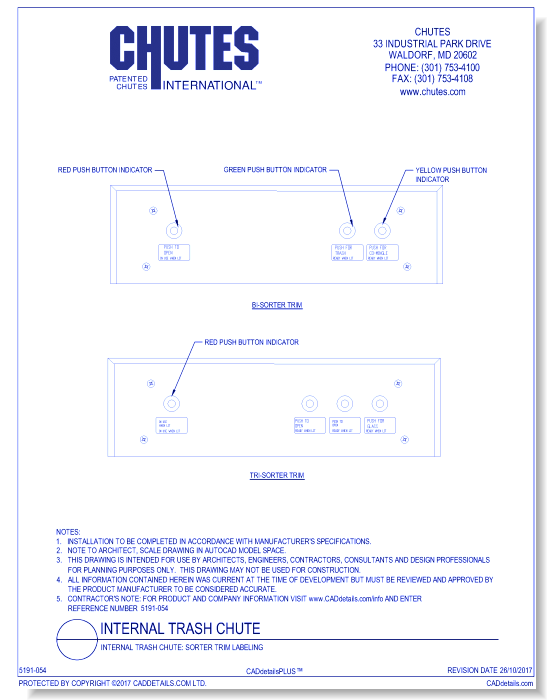 Internal Trash Chute: Sorter Trim Labeling