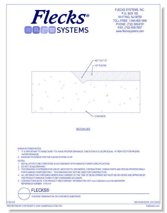 Flecks® Termination on Concrete Substrate