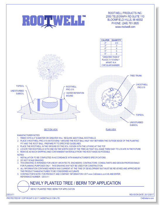 Newly Planted Tree: Berm Top Application