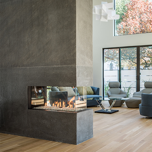 View Indoor Flare Room Definer - Peninsula Linear Fireplaces
