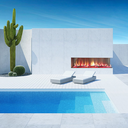 CAD Drawings BIM Models Flare Fireplaces Outdoor Flare Vent Free Right Corner - Modern Outdoor Fireplaces