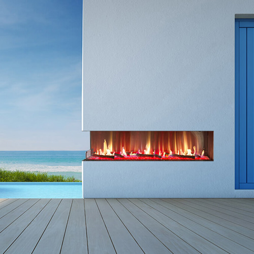 CAD Drawings BIM Models Flare Fireplaces Outdoor Flare Vent Free Left Corner - Modern Outdoor Fireplaces