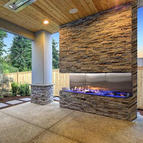 CAD Drawings BIM Models Flare Fireplaces Outdoor Flare Vent Free Double Corner - Modern Outdoor Fireplaces
