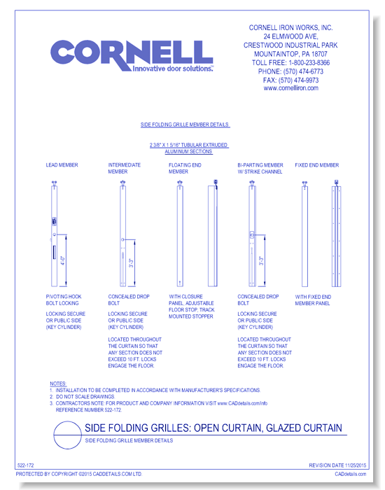 Side Folding Grille Member Details