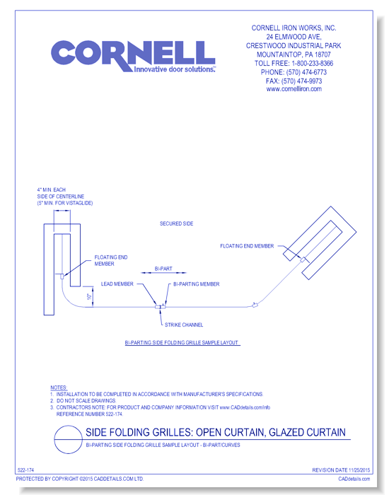 Bi-Parting Side Folding Grille Sample Layout - Bi-Part / Curves