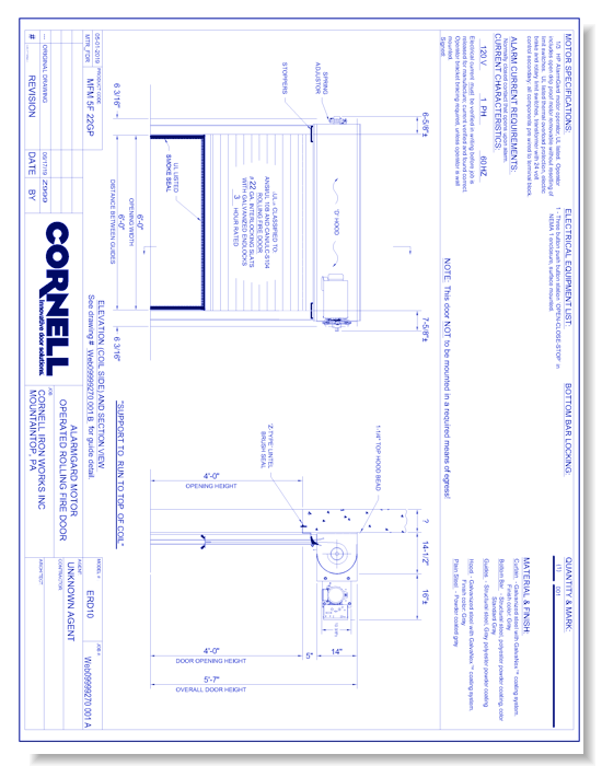 Counter Fire Door - Face of Wall - Right Hand - Motor (Part A)