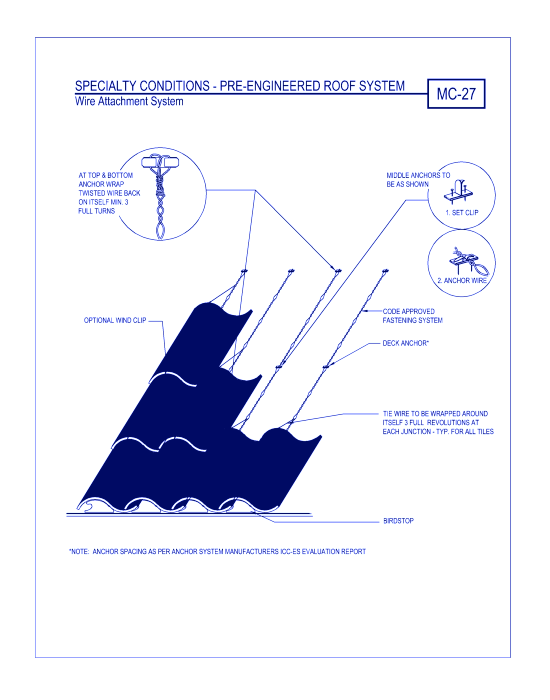 Specialty Conditions - Pre-Engineered Roof System - Wire Attachment System ( MC-27 )