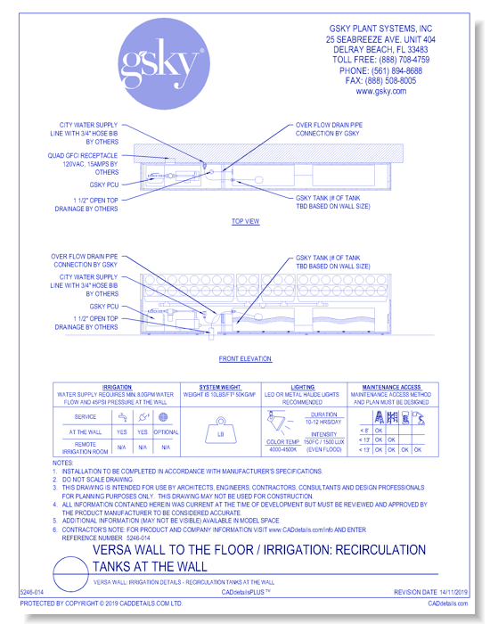 Versa Wall: Irrigation Details - Recirculation Tanks At The Wall