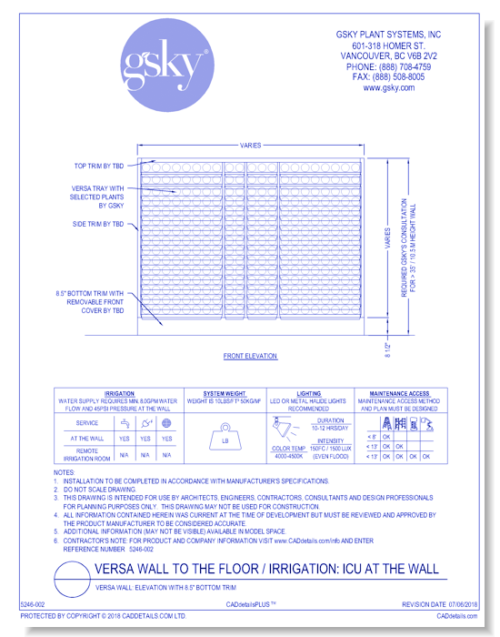 Versa Wall: Elevation With 8.5" Bottom Trim