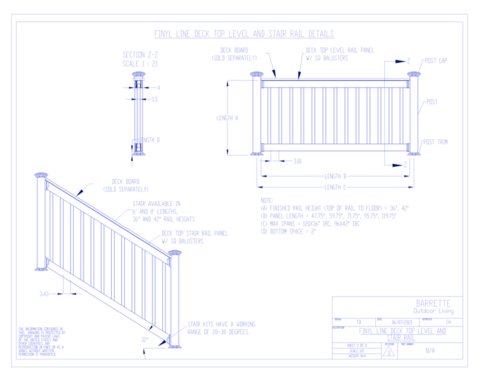 Finyl Line™: Deck Top Level & Stair Rail Details