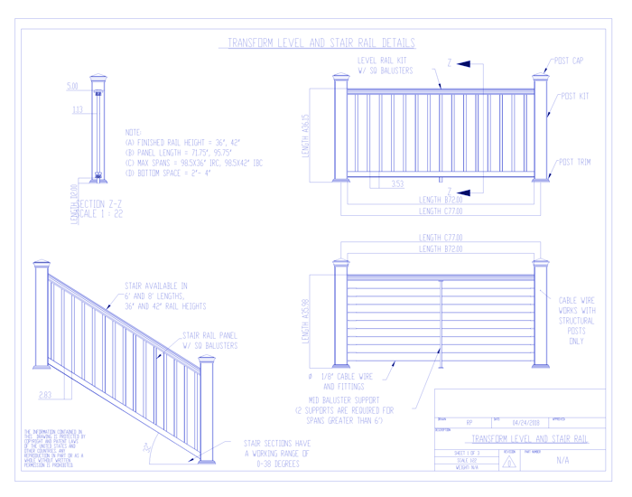 Transform® Composite: Level & Stair Rail Details
