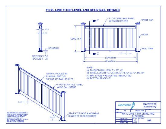 Finyl Line™: T-Top Level & Stair Rail Details