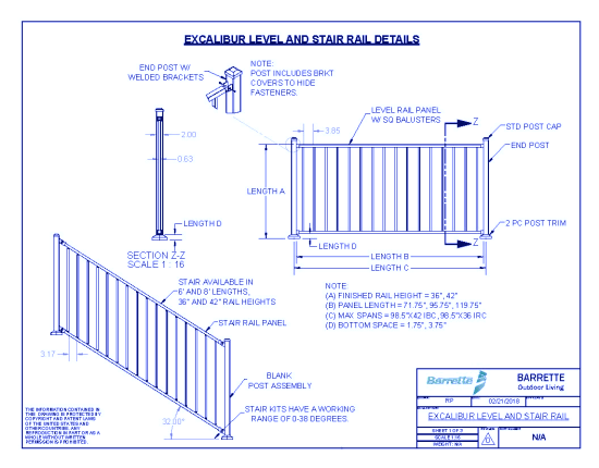Excalibur®: Level & Stair Rail Details