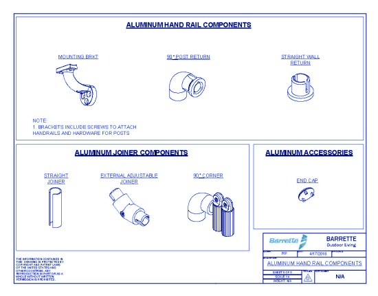 Hand Rail Specifications: Aluminum Hand Rail Components