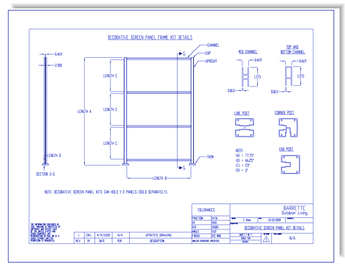 Decorative Screen Panel: Frame Kit Details