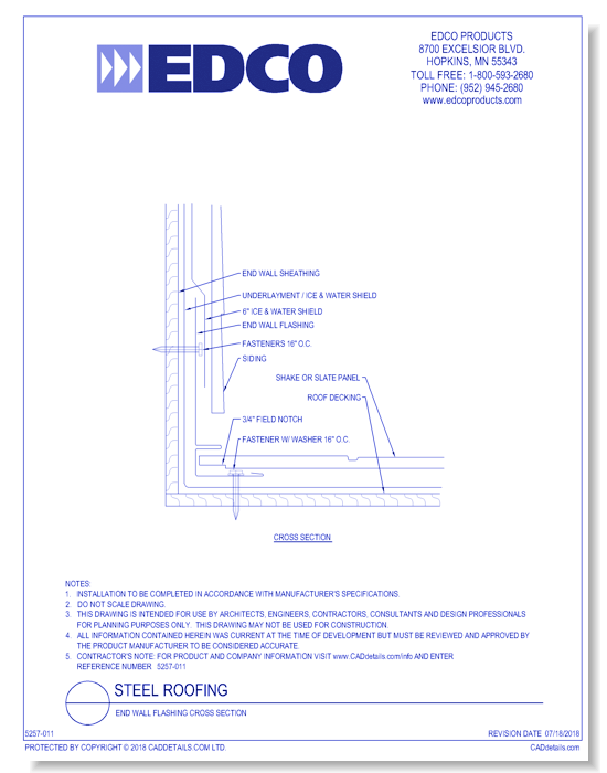 End Wall Flashing Cross Section