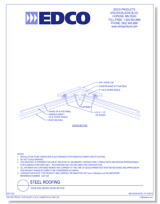 Ridge Non-Vented Cross Section