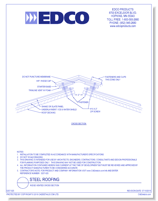 Ridge Vented Cross Section