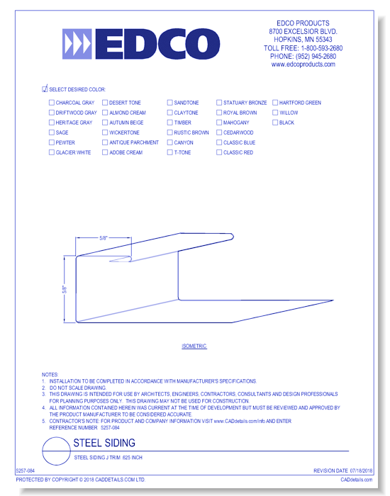 Steel Siding J Trim .625 inch