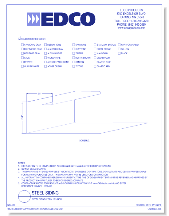 Steel Siding J Trim 1.25 inch