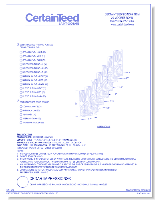 Cedar Impressions®: Polymer Shingle Siding – Individual 5" Sawmill Shingles