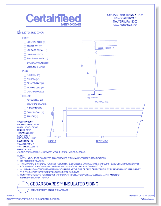 CedarBoards™: Single 7" Clapboard