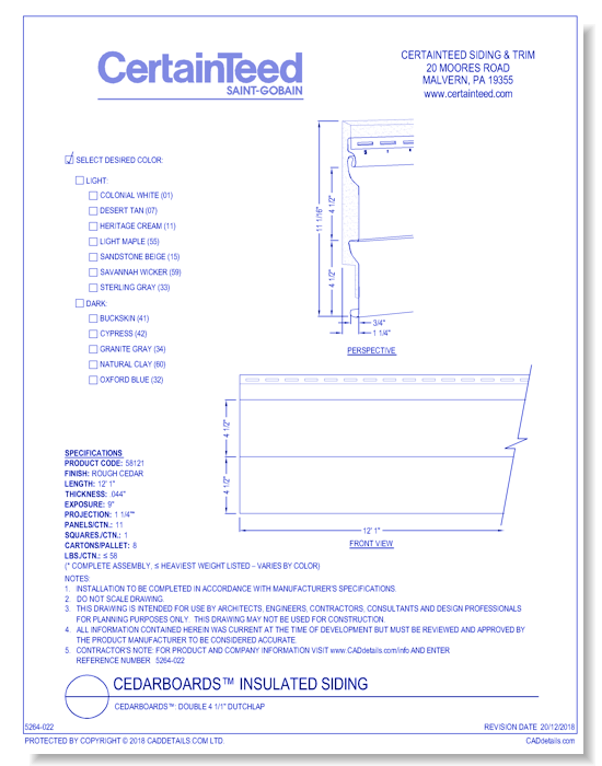 CedarBoards™: Double 4 1/2" Dutchlap