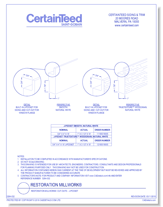 Restoration Millwork®: Cut-Outs – J-Pocket