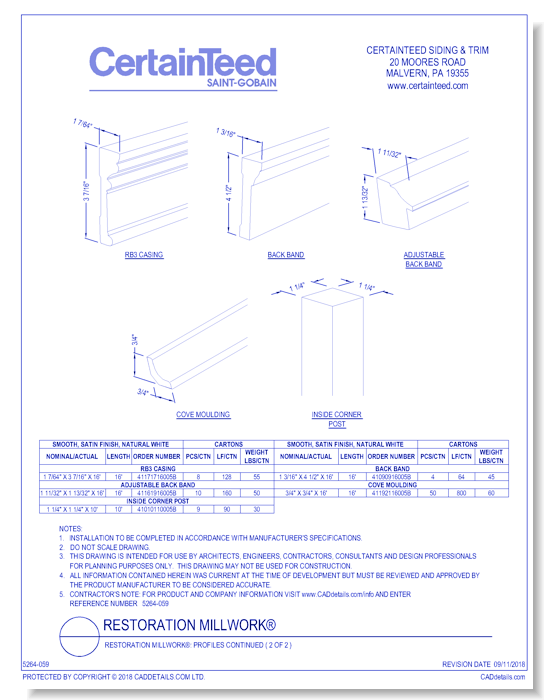 Restoration Millwork®: Profiles Continued ( 2 of 2 )