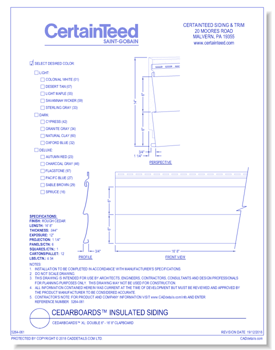 CedarBoards™ XL: Double 6" - 16' 8" Clapboard