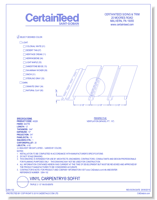 Vinyl Carpentry® Soffit: Triple 3 1/3" Invisivent®