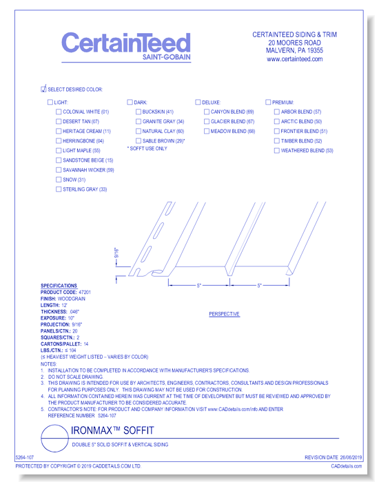 Ironmax™ Soffit: Double 5" Solid Soffit & Vertical Siding