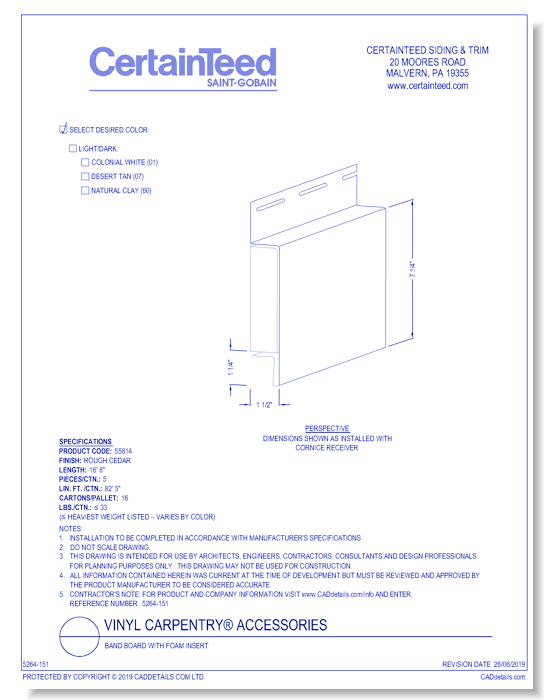 Vinyl Carpentry® Accessories: Band Board With Foam Insert