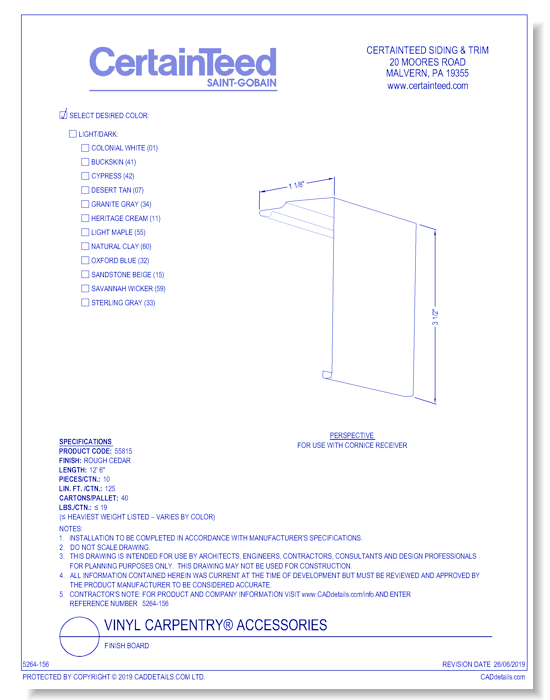 Vinyl Carpentry® Accessories: Finish Board