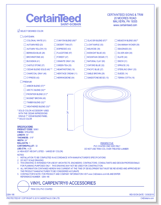 Vinyl Carpentry® Accessories: Trim Coil PVC Coated