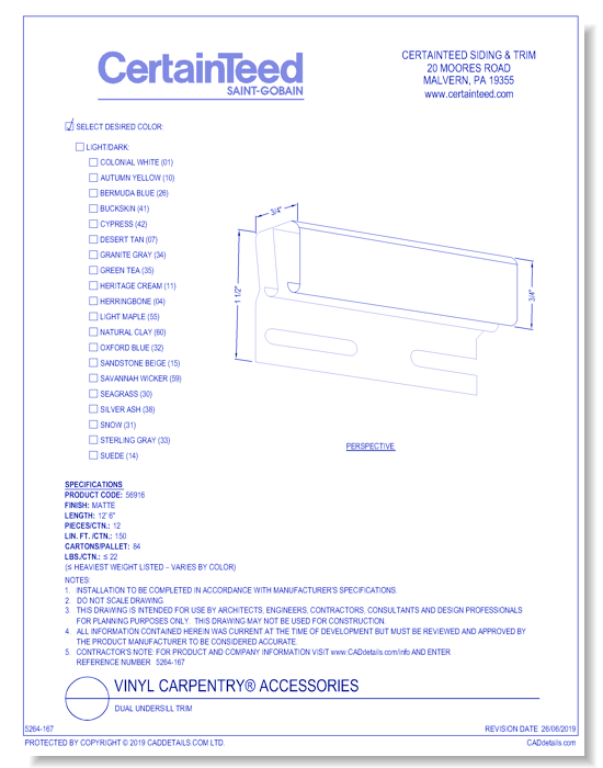Vinyl Carpentry® Accessories: Dual Undersill Trim