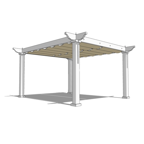 Trex Pergola Vision: 12' W x 14' P Freestanding Trex Pergola Vision - Manually Retractable Canopy