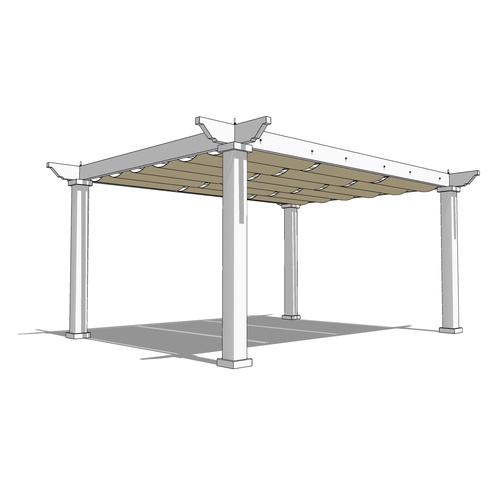 Trex Pergola Vision: 16' W x 12' P Freestanding Trex Pergola Vision - Manually Retractable Canopy